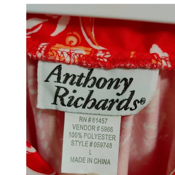 Anthony Richards House Lounge Dress Red Paisley Hawaiian MuMu Large - Picture 2 of 4